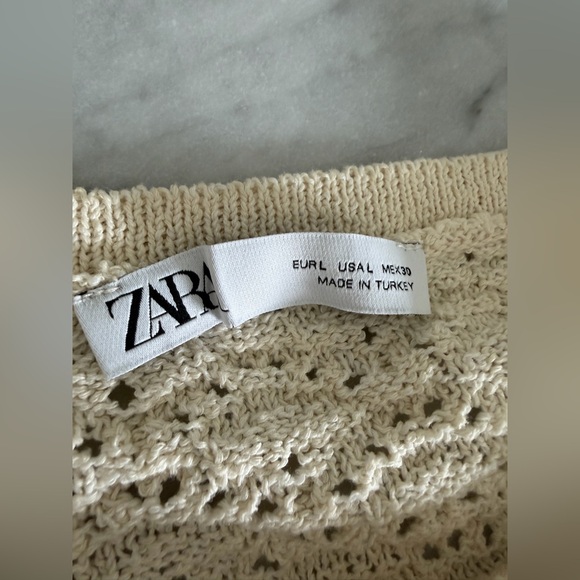 Zara Cream Crochet-Style Button Cardigan - Picture 4 of 7